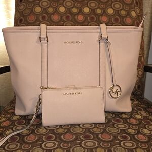 Large Pink Michael Kors Tote with Wallet